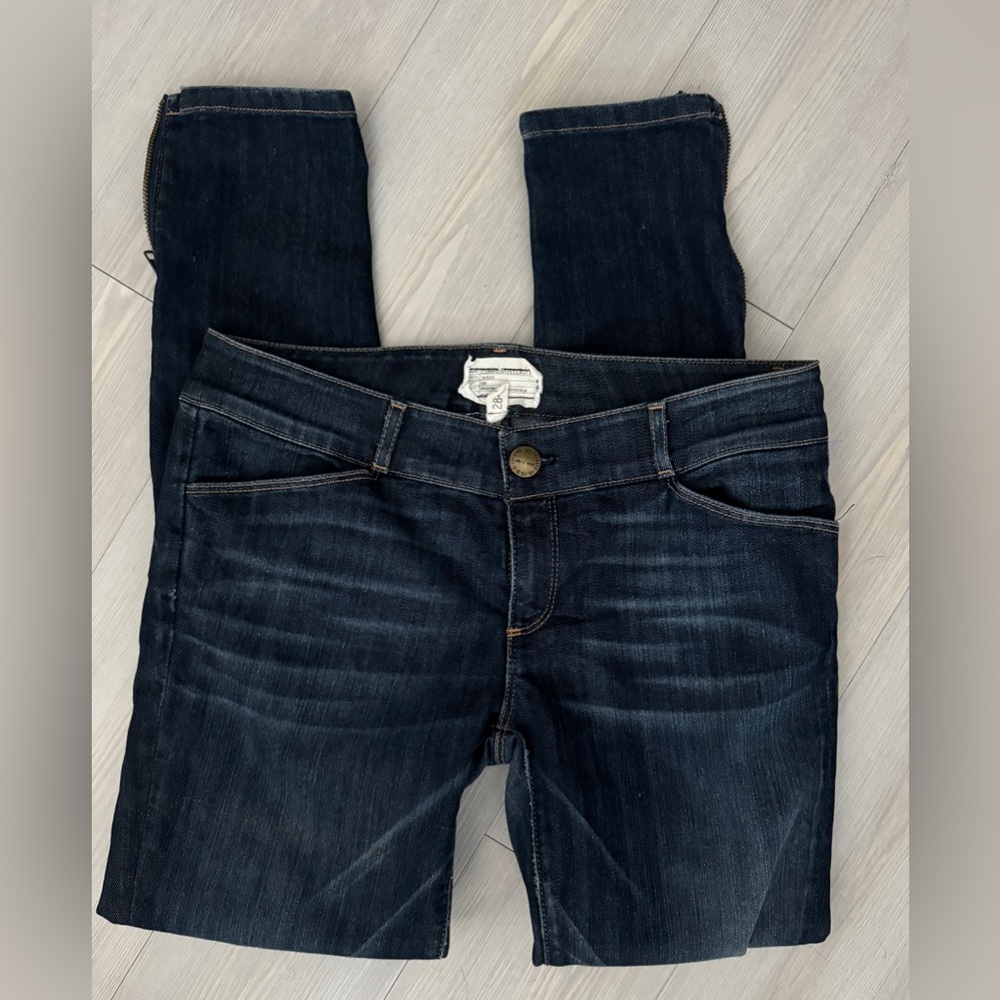 Current Elliott Jeans Ankle Side Zipper Dark Wash Size 28